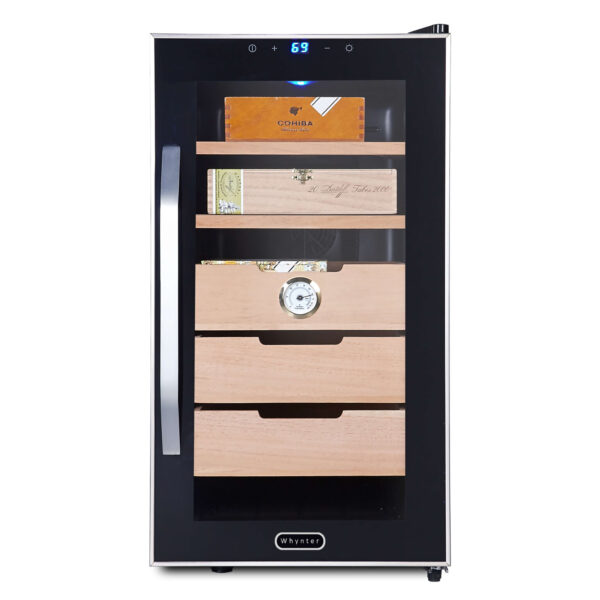 Whynter CHC-172BD Elite Touch Control Stainless 1.8 cu.ft. Cigar Humidor with Spanish Cedar Shelves