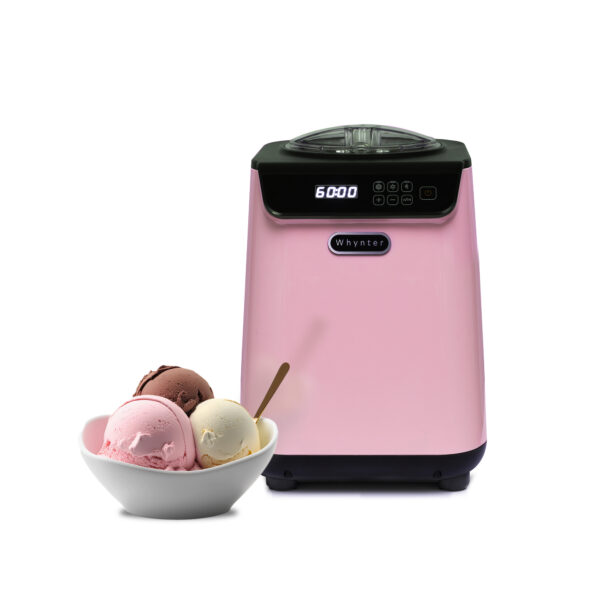 Whynter ICM-128BPS Upright Automatic Ice Cream Maker 1.28 Quart Capacity with Built-in Compressor, No Pre-Freezing, LCD Digital Display, Timer, with Stainless Steel Bowl Limited Black Pink Edition