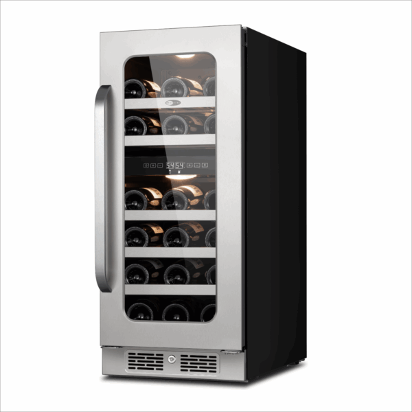 Whynter BSR-029DW 15 inch Built-ln 29 Bottle Undercounter Stainless Steel Wine Fridge with Reversible Door, Digital Control, Lock, and Carbon Filter