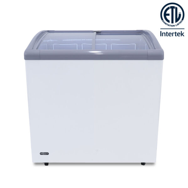 PROTECH DSF-401WG Commercial Ice Cream Freezer – 4.0 Cu Ft Curved Top Display Freezer with ETL Sanitation Certification