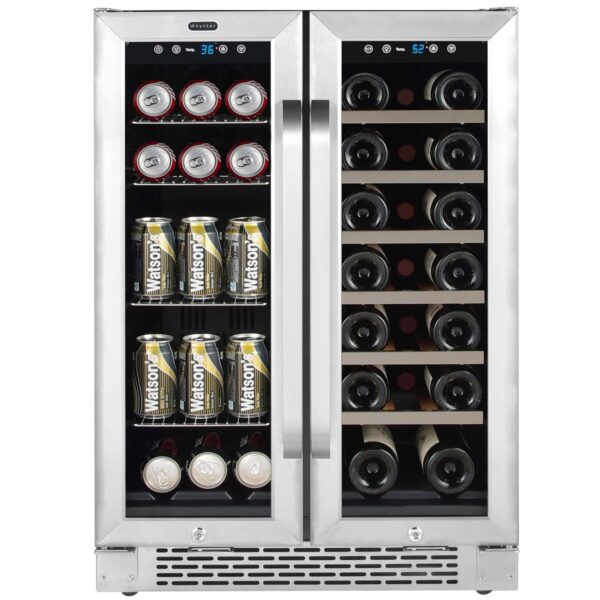 Whynter BWB-2060FDS/BWB-2060FDSa 24″ Built-In French Door Dual Zone 20 Bottle Wine Refrigerator 69 Can Beverage Center