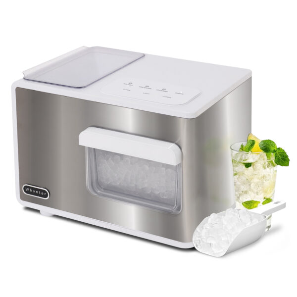 Whynter IBX-388WS SonicSnö Countertop Nugget Ice Maker 40lbs/24hrs with Removable Ice Drawer, Chewable Pebble/Sonic Type Ice in Silver and White Stainless Steel Finish