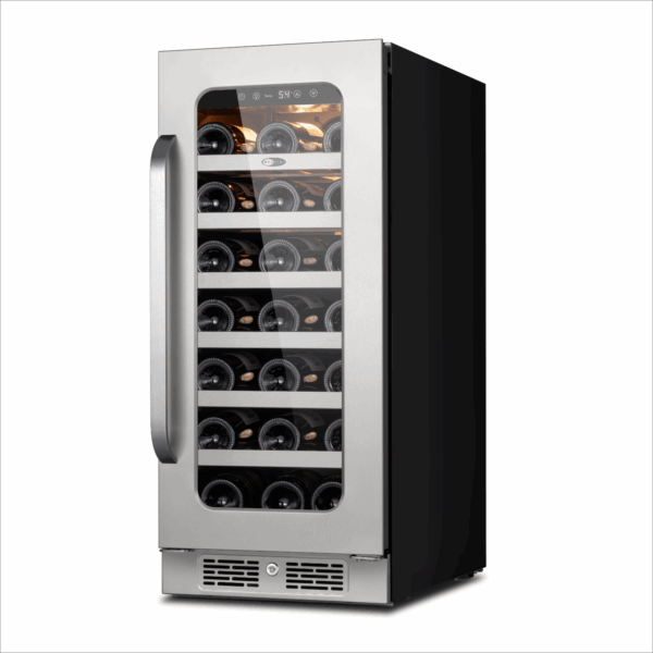 Whynter BSR-033SW 15 inch Built-ln 33 Bottle Undercounter Stainless Steel Wine Fridge with Reversible Door, Digital Control, Lock, and Carbon Filter