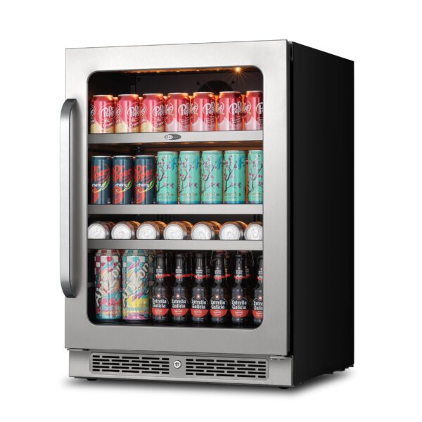 Whynter BSR-140SB 24 inch Built-ln 140 Cans Undercounter Stainless Steel Beverage Fridge with Reversible Door, Digital Control, Lock, and Carbon Filter